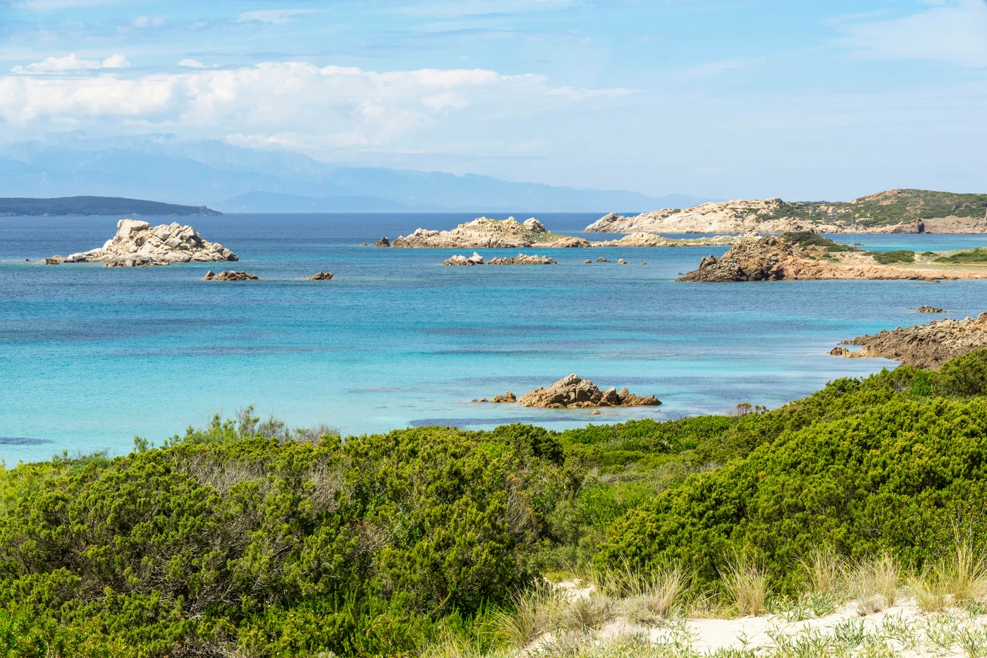 Rocky islets and blue channels near La Maddalena, Sardinia