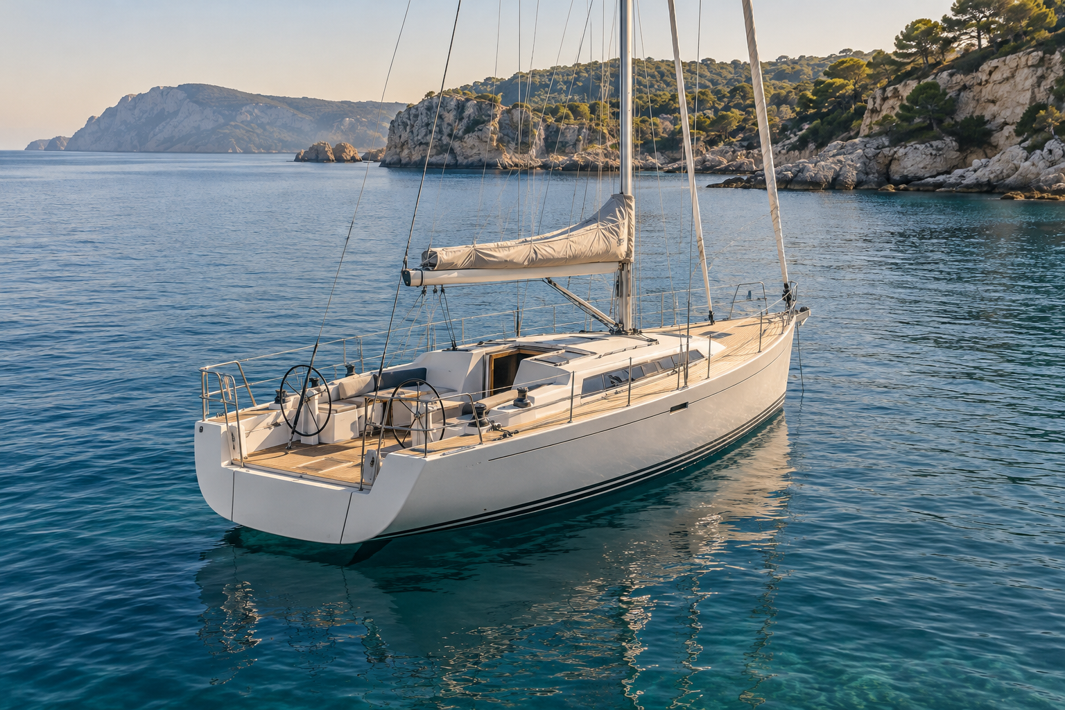A sailing yacht on open water